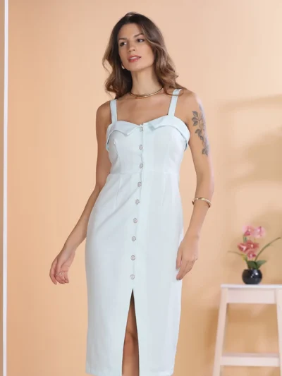 Salopete Midi de Alfaiataria com Botões