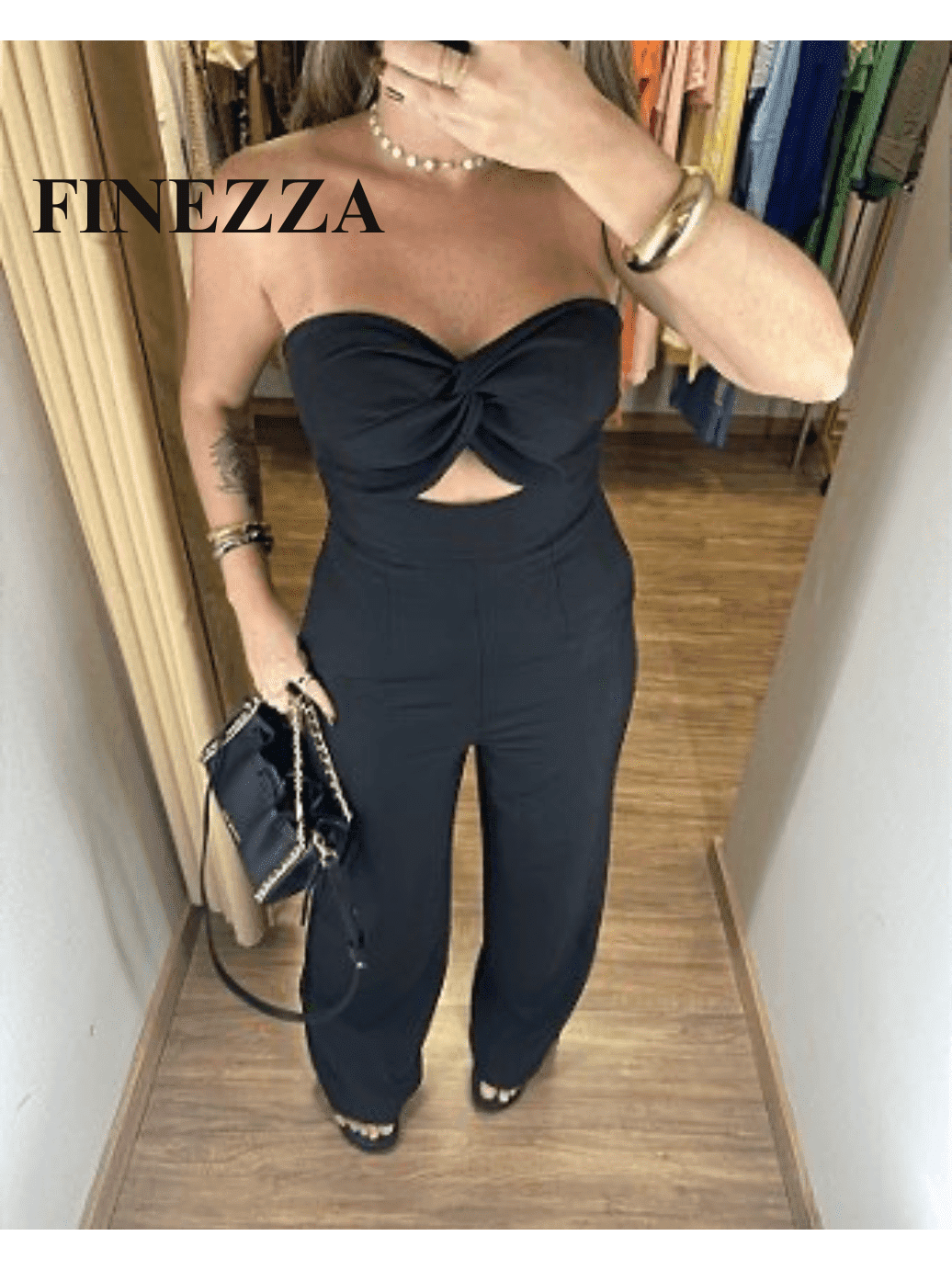 Macacão Pantalona Tomara que Caia com Recorte Helena - FIN151