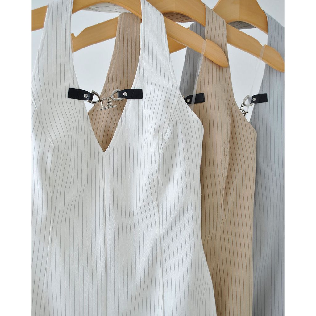 Vestido Curto de Alfaiataria Frente Única Risca de Giz -FIN140 - Imagem 3