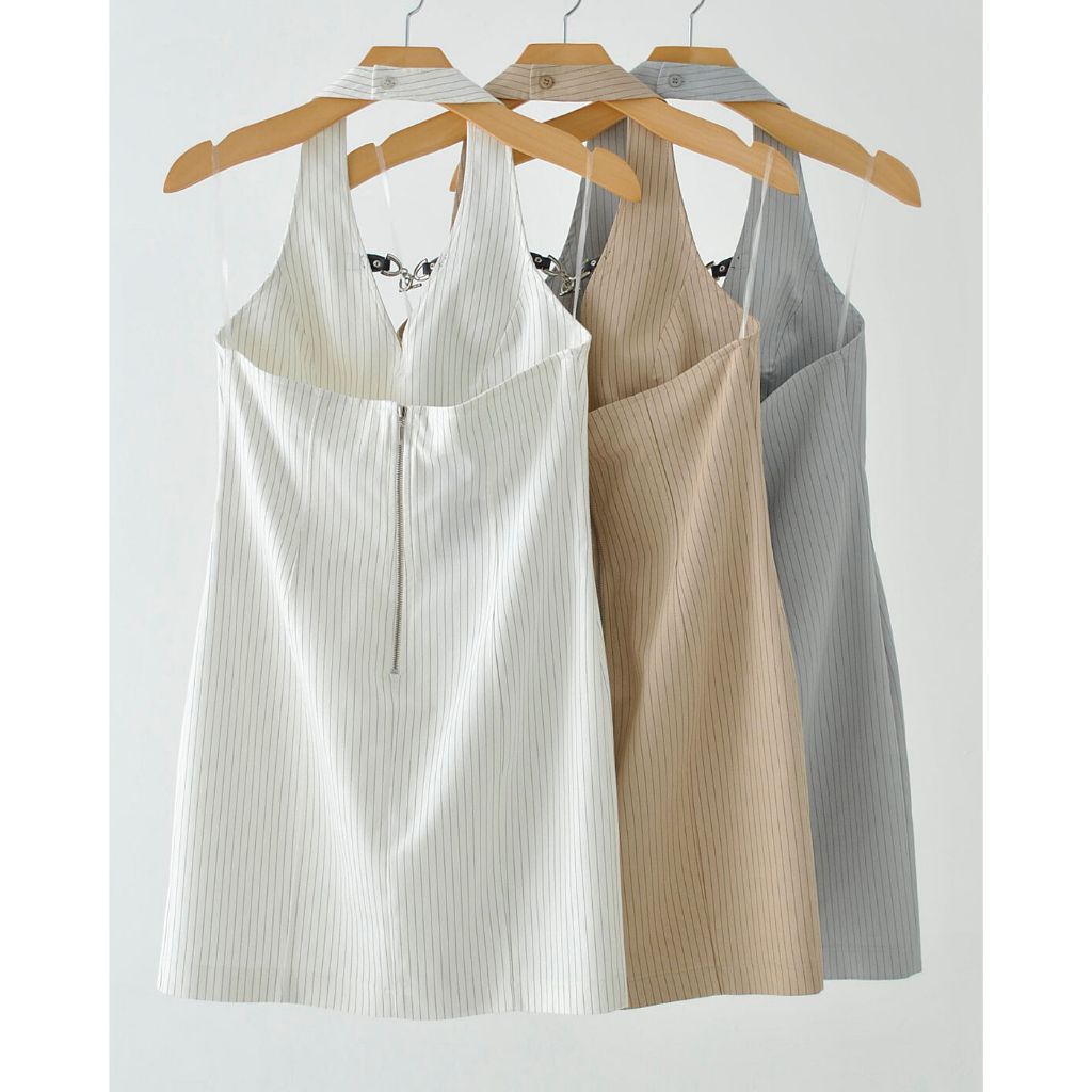 Vestido Curto de Alfaiataria Frente Única Risca de Giz -FIN140 - Imagem 4