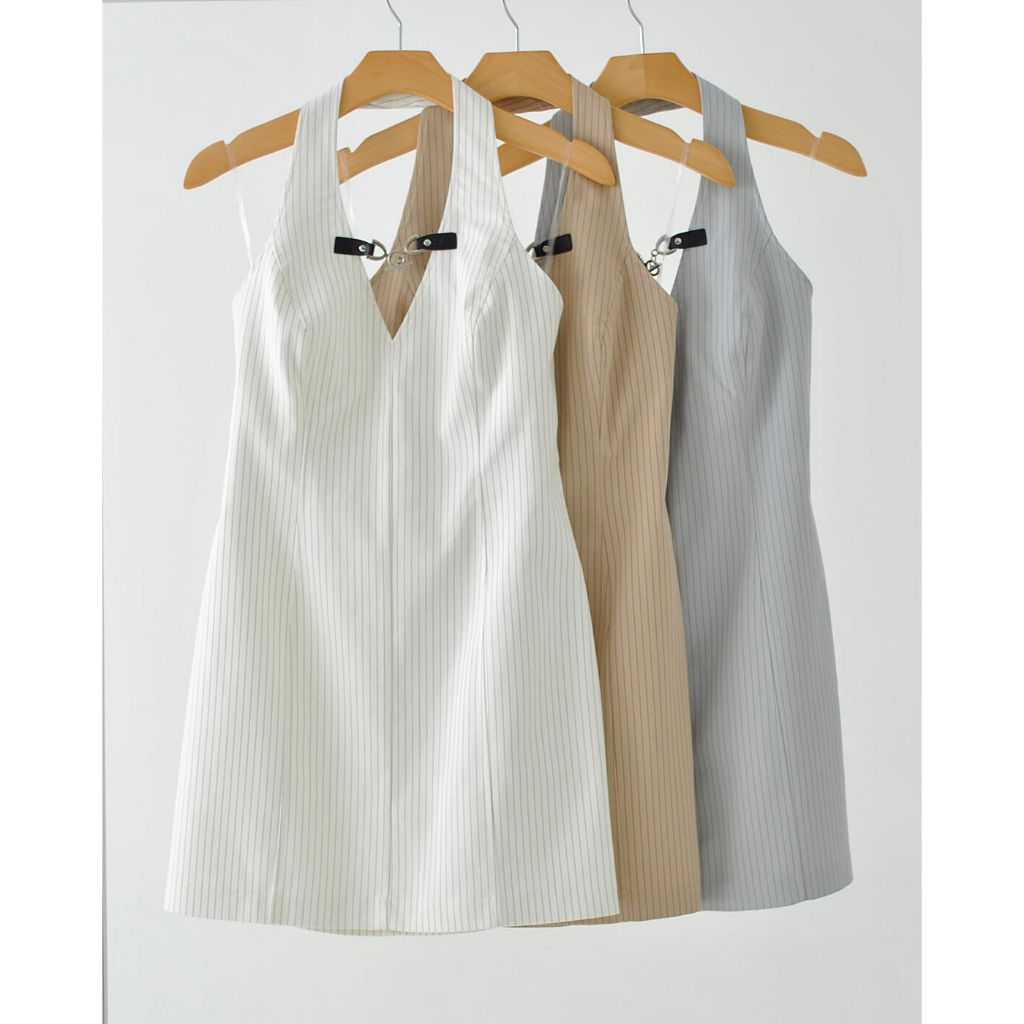 Vestido Curto de Alfaiataria Frente Única Risca de Giz -FIN140 - Imagem 6