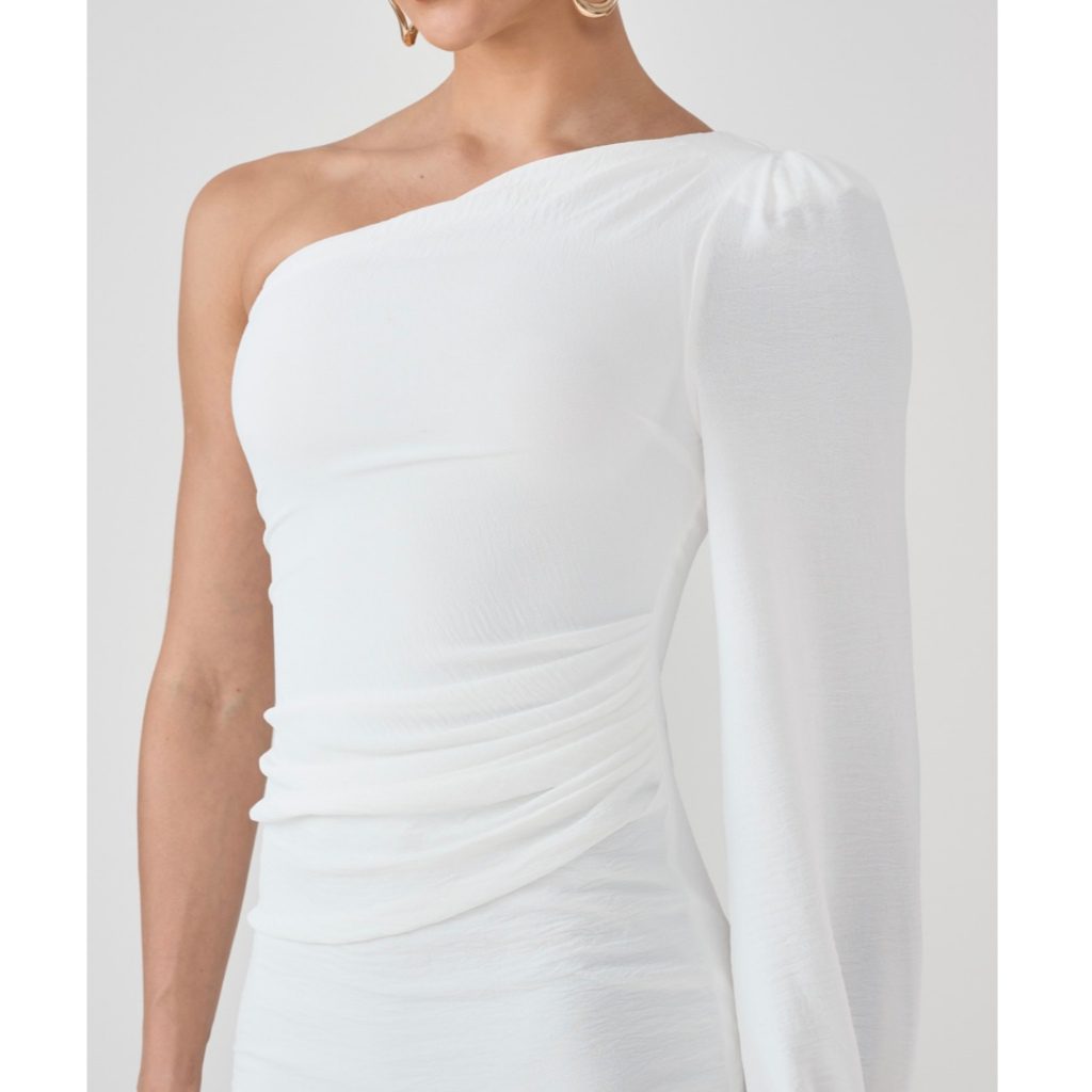 Vestido Branco Curto de Um Ombro Só Érica -FIN148 - Imagem 2