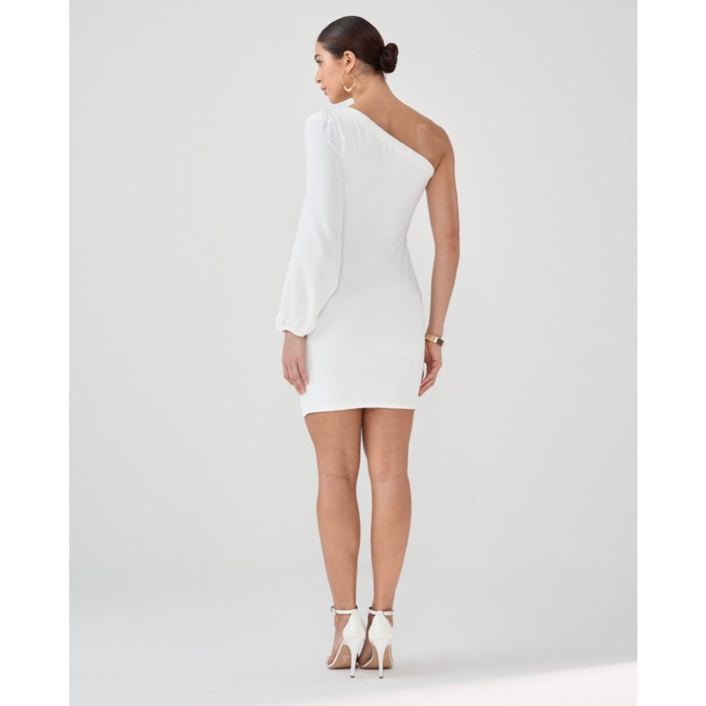Vestido Branco Curto de Um Ombro Só Érica -FIN148 - Imagem 3