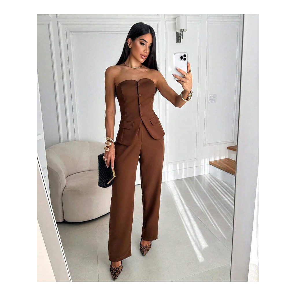 Conjunto de Alfaiataria com Colete Tomara que Caia e Calça Reta Mia -FIN161 - Imagem 2