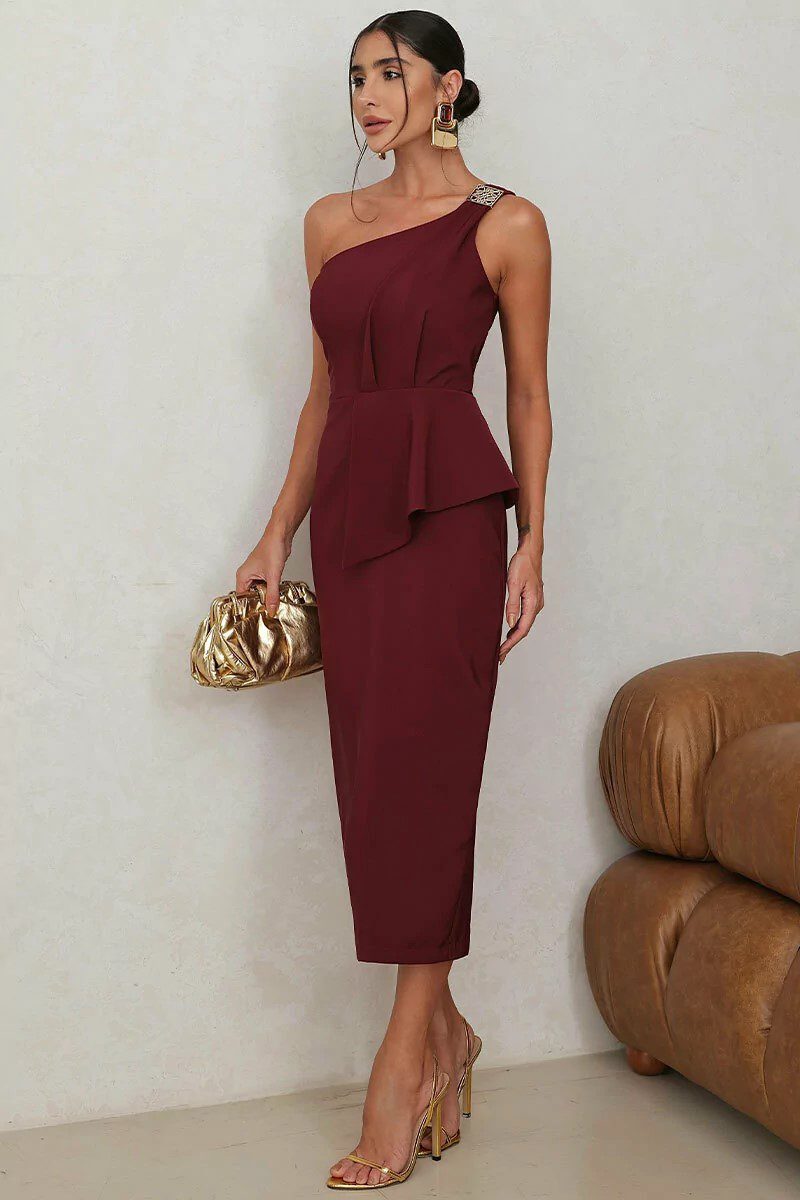 Vestido Midi de Um Ombro Só com Detalhe Metalizado Débora - FIN223 - Imagem 7