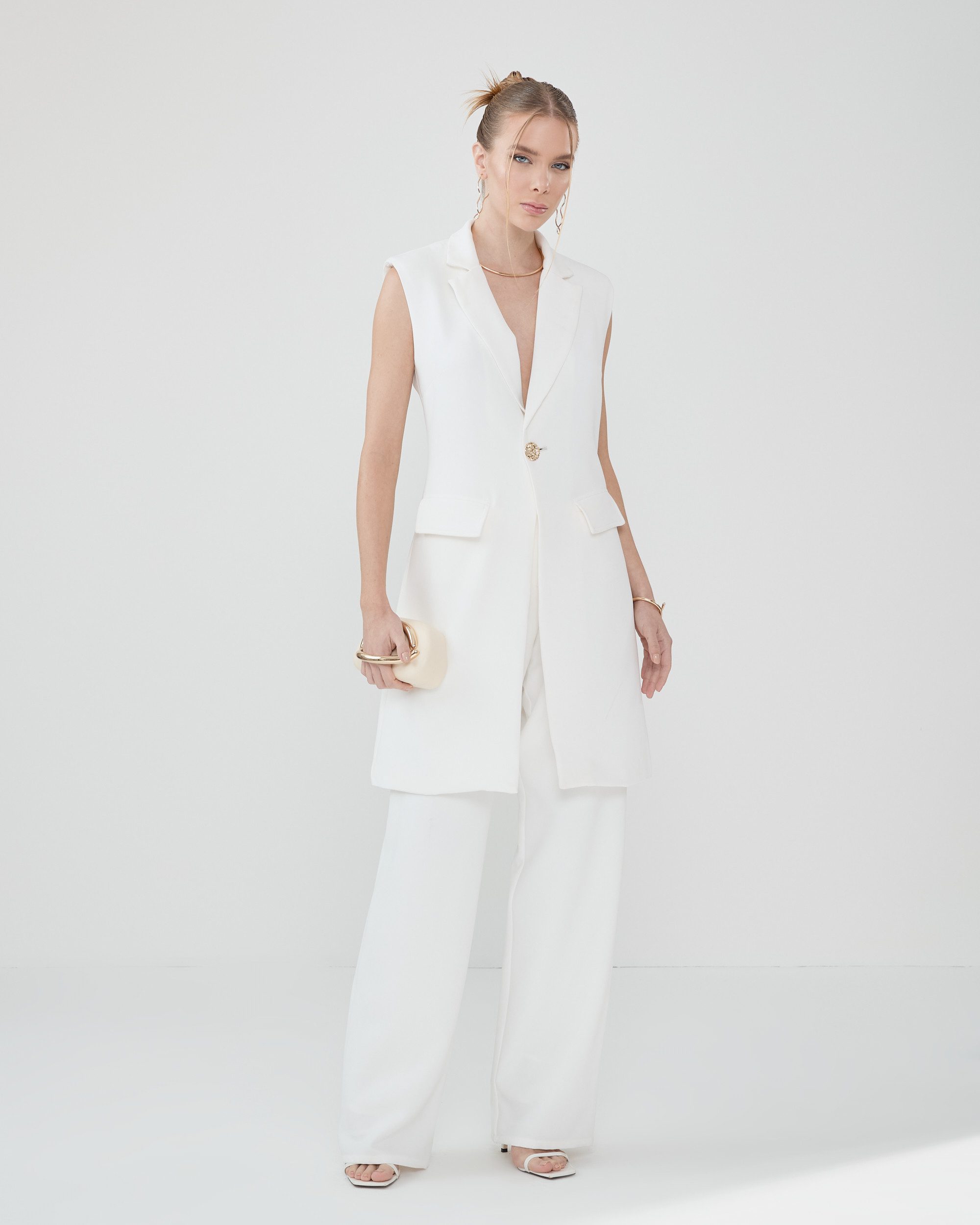 Colete de Alfaiataria Alongado com Decote V Lisandra - FIN221 - Imagem 2