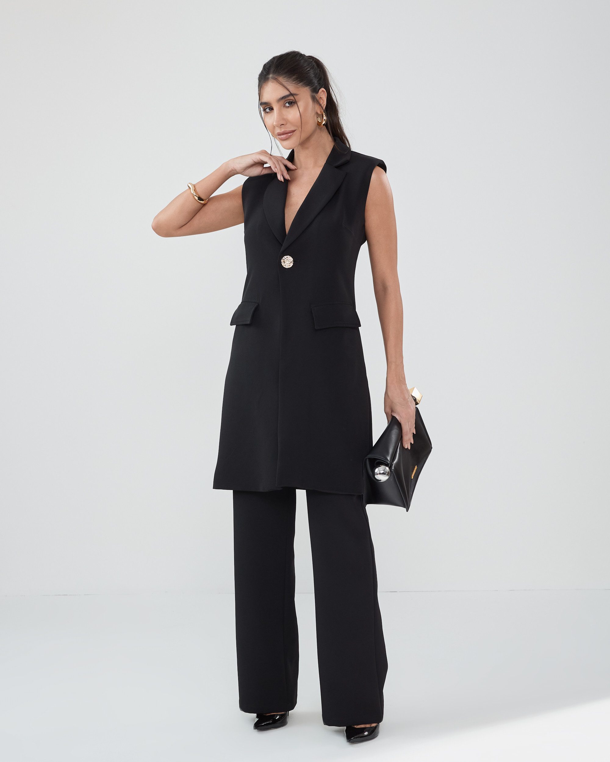 Colete de Alfaiataria Alongado com Decote V Lisandra - FIN221 - Imagem 6