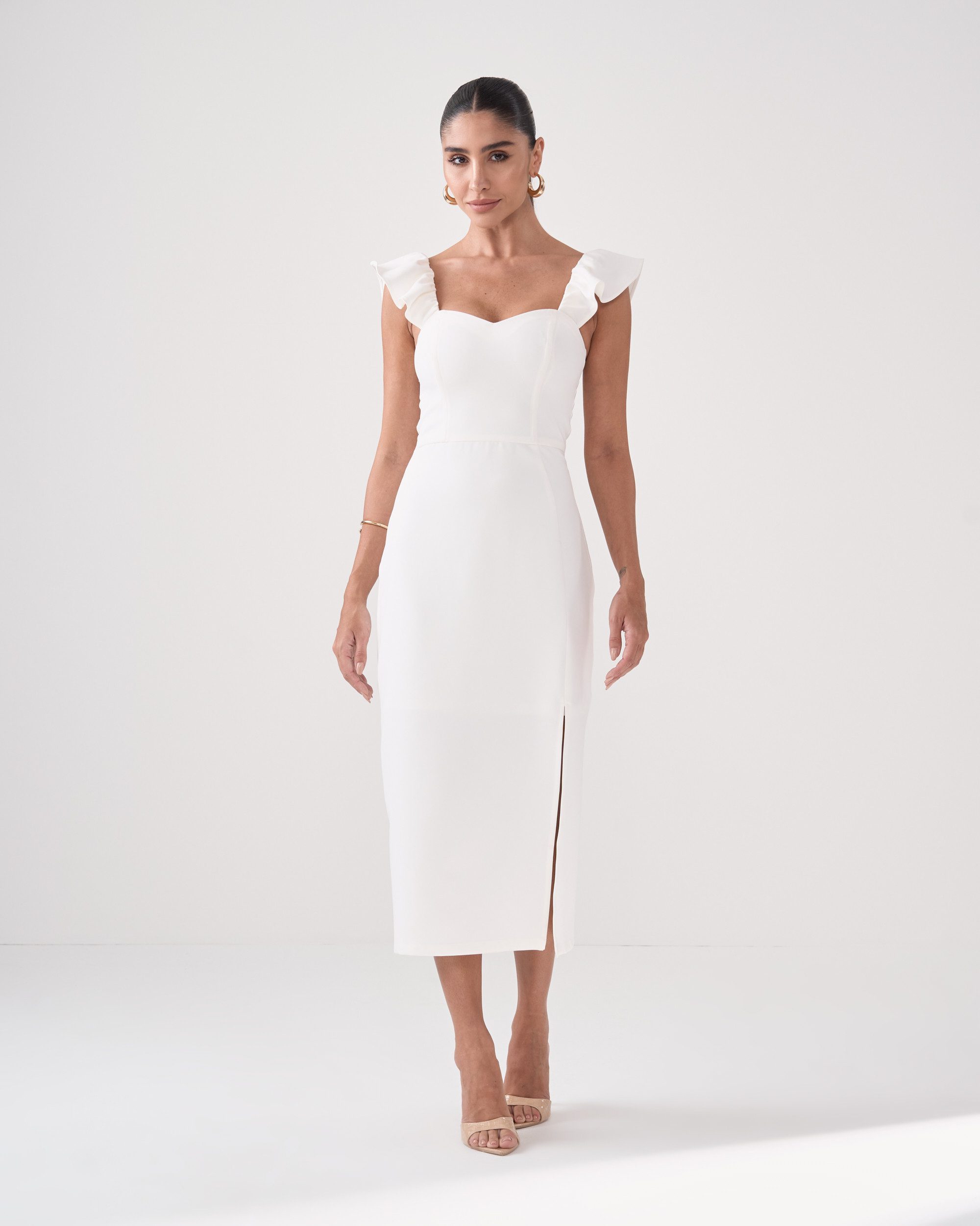 Vestido de Noiva Midi em Alfaiataria com Fenda Soraya - FIN323 - Imagem 2