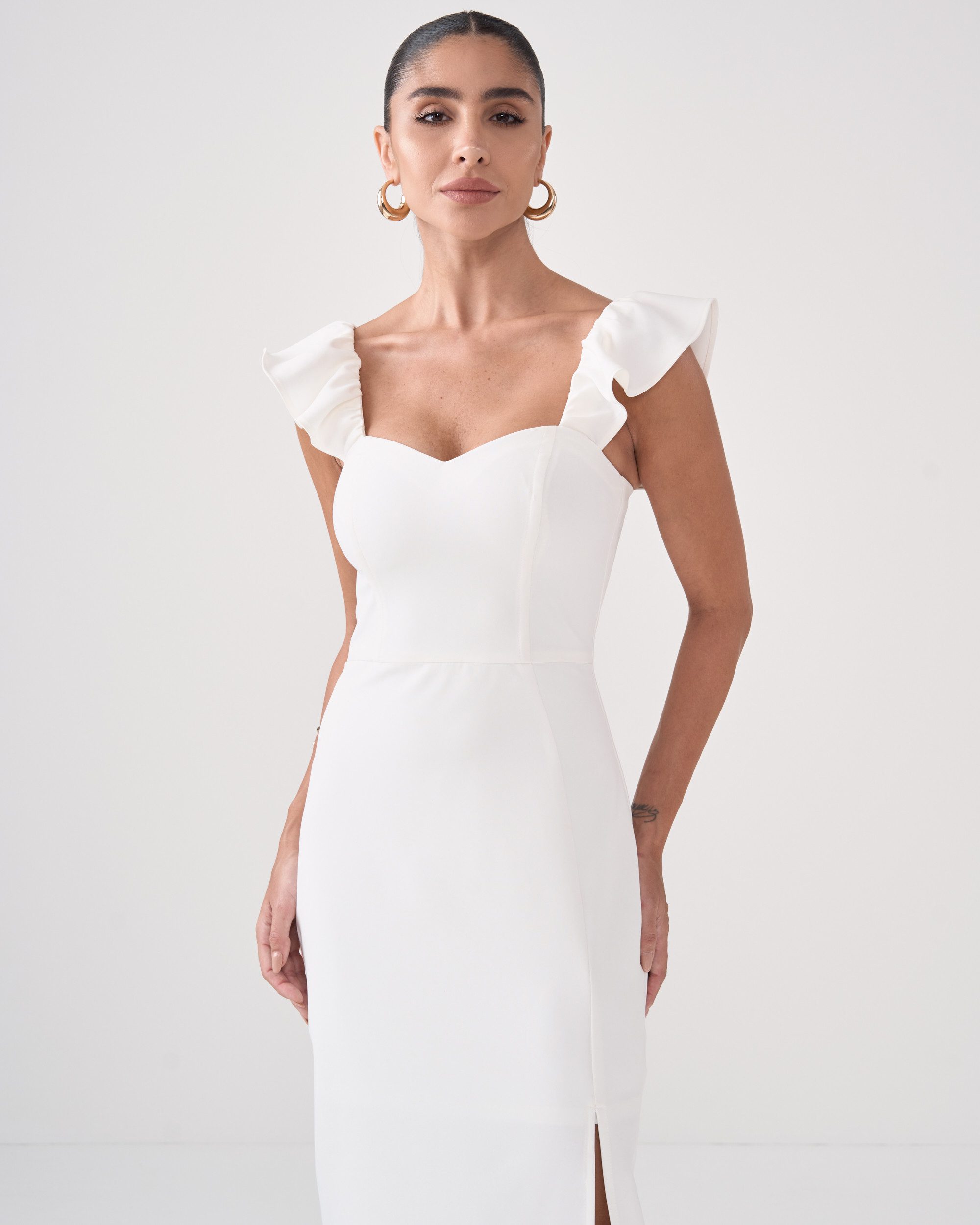 Vestido de Noiva Midi em Alfaiataria com Fenda Soraya - FIN323 - Imagem 3