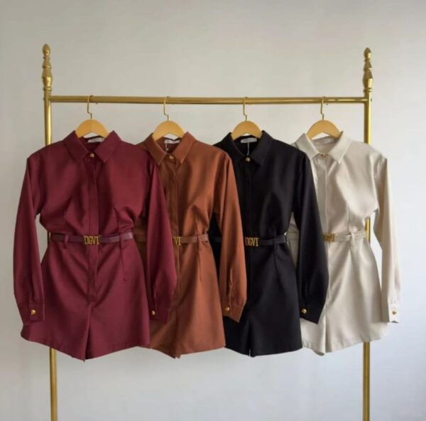 Macaquinho de Alfaiataria com Cinto e Manga Longa  -FIN150