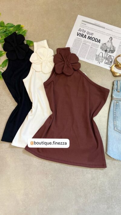 Regata de Ribana com Flor 3D no Ombro - FIN200