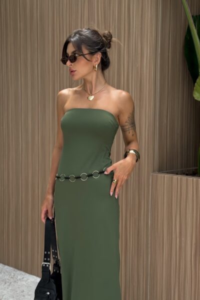 Vestido Midi Tomara que Caia de Poliamida