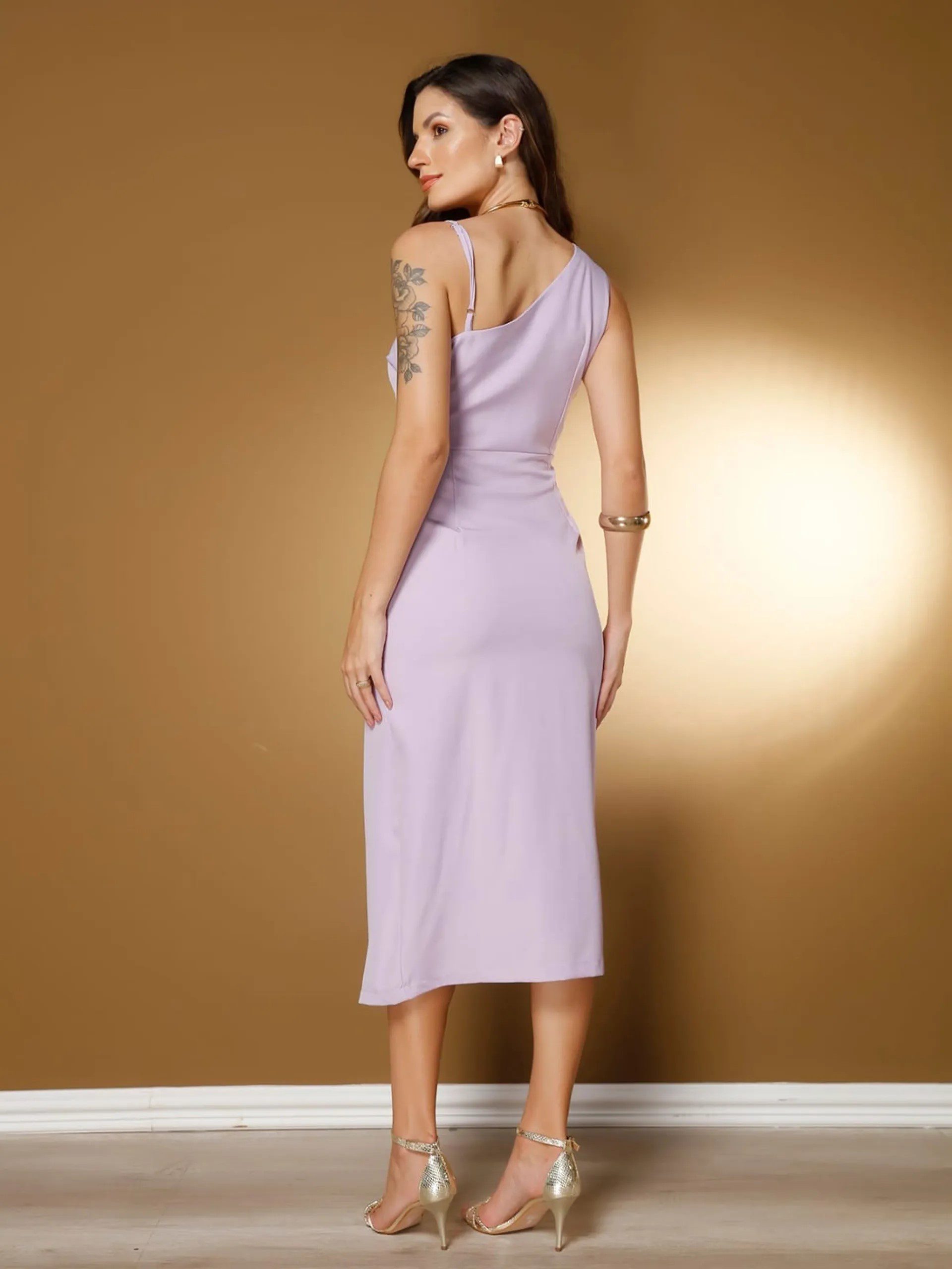 Vestido Midi em Alfaiataria com Amarração Lateral - FIN321 - Imagem 4