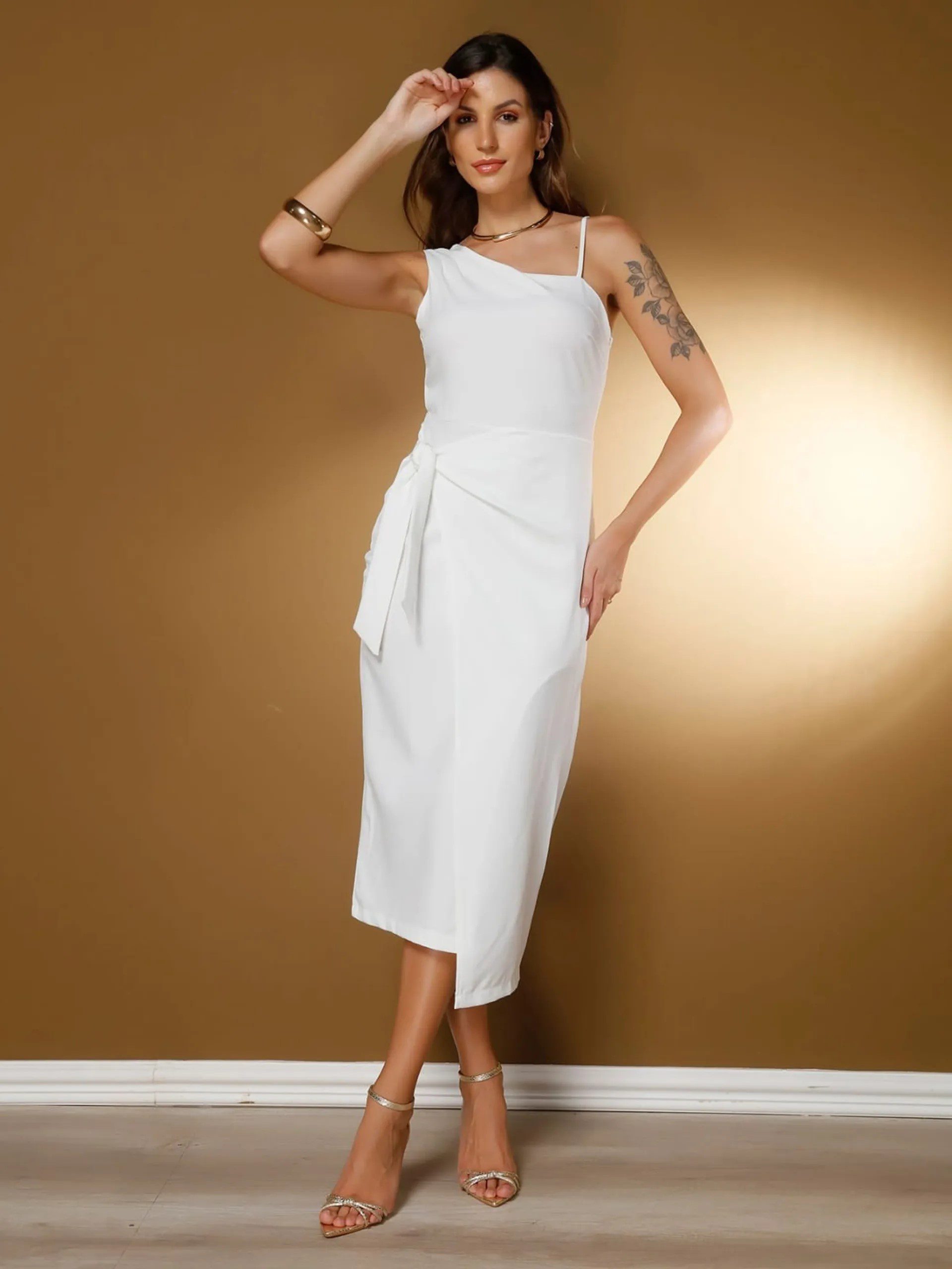 Vestido Midi em Alfaiataria com Amarração Lateral - FIN321 - Imagem 2