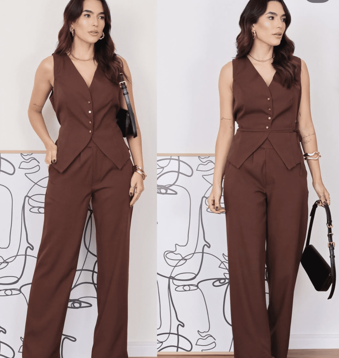 Conjunto de Alfaiataria com Colete e Calça Reta Laís -FIN173