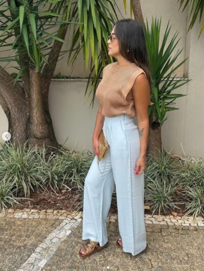 Calça Pantalona de Alfaiataria Cintura Alta