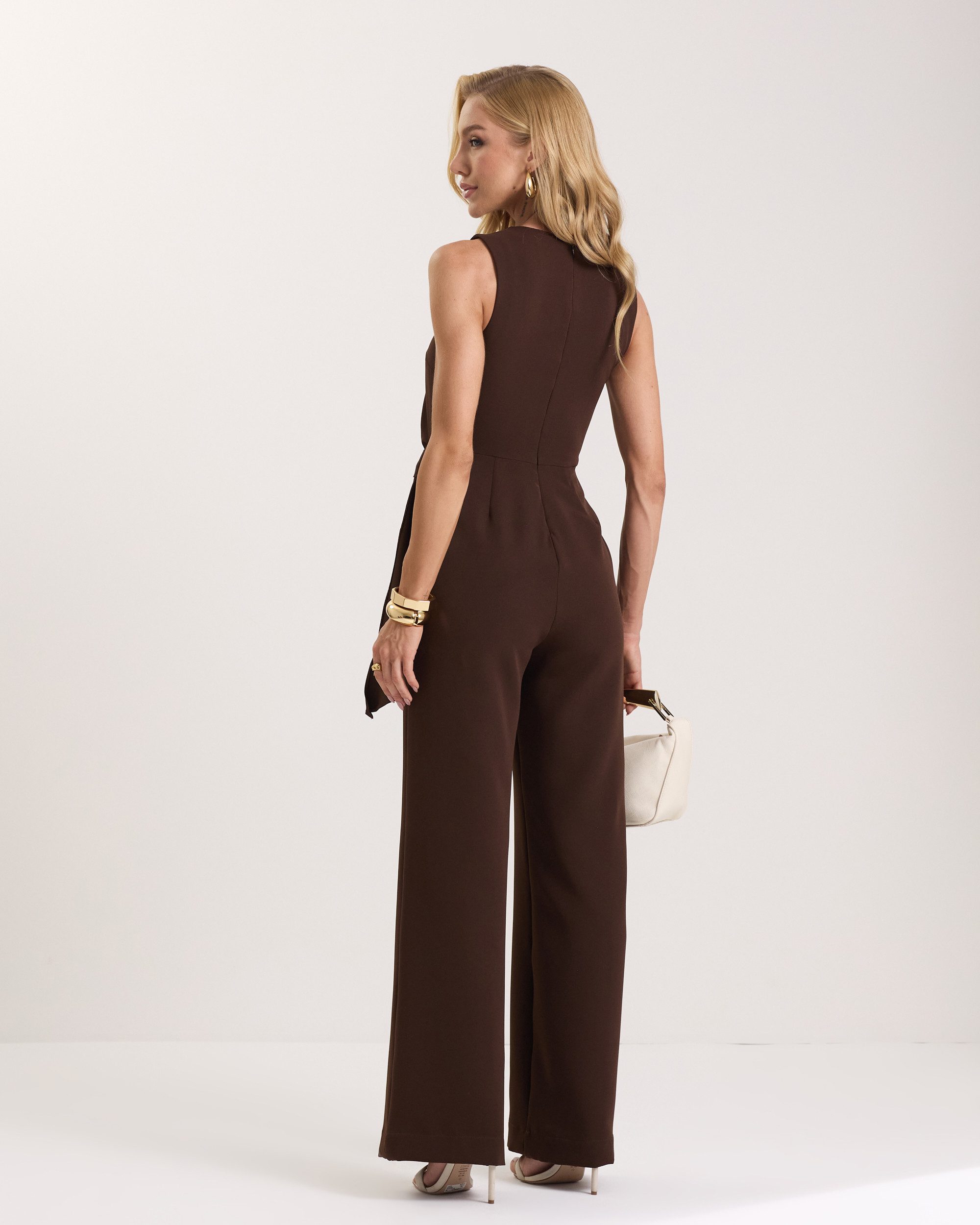 Macacão de Noiva Pantalona Branco Thais - FIN164 - Imagem 9