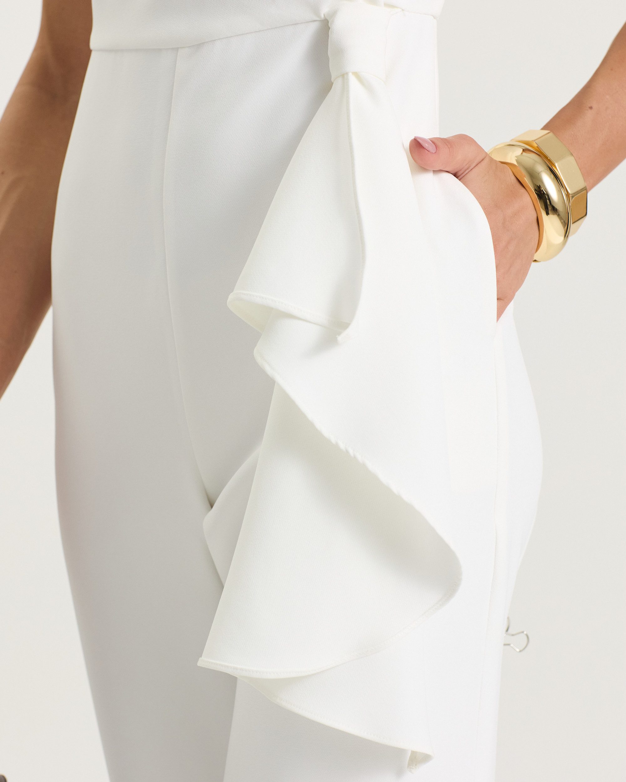 Macacão de Noiva Pantalona Branco Thais - FIN164 - Imagem 4