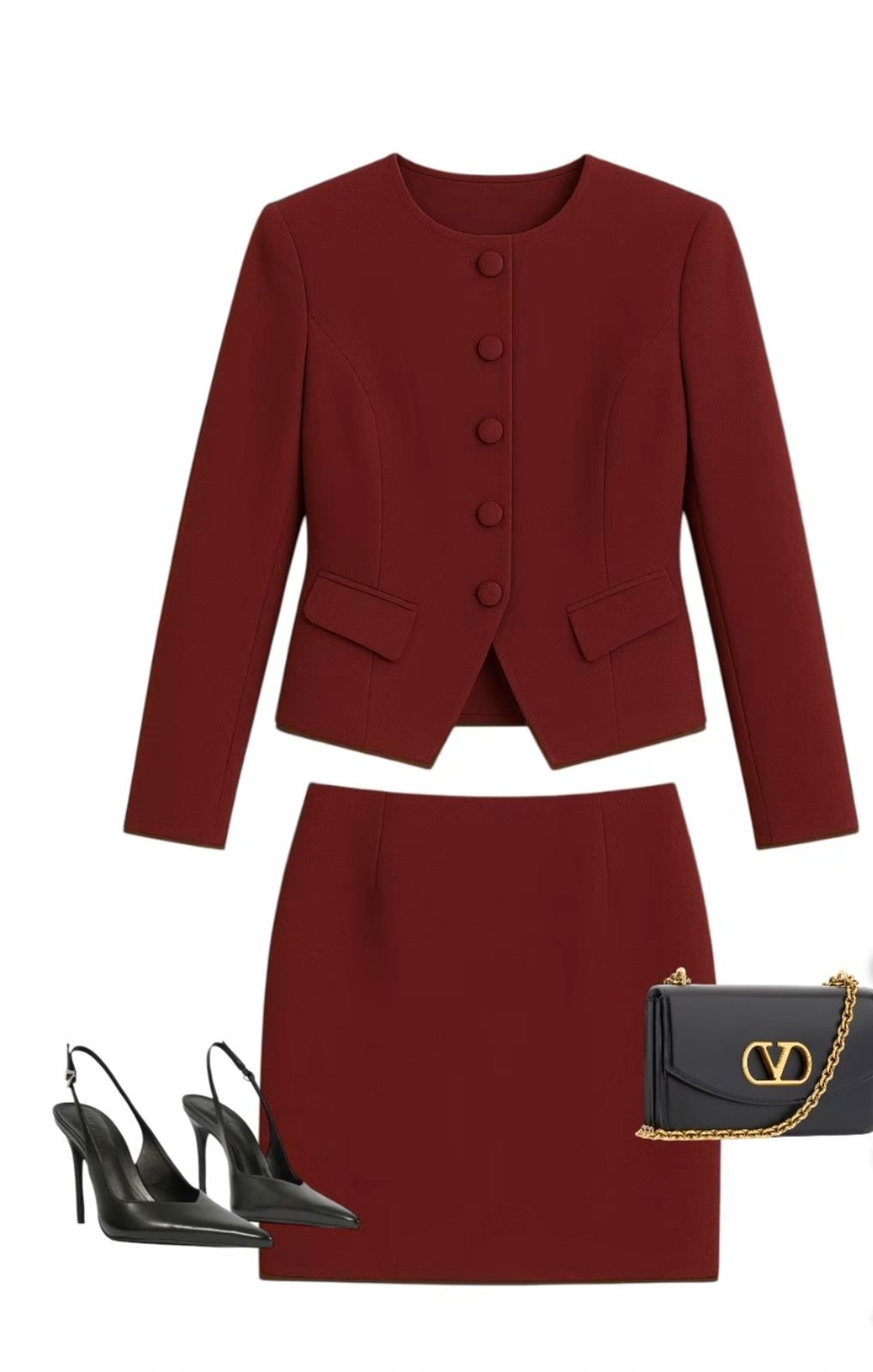 Conjunto de Alfaiataria Feminino com Saia Curta Marrom - FIN144 - Imagem 5