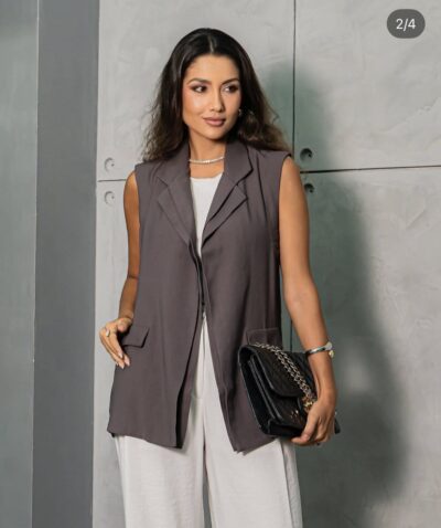 Colete Alongado de Alfaiataria Feminino Íris -FIN170