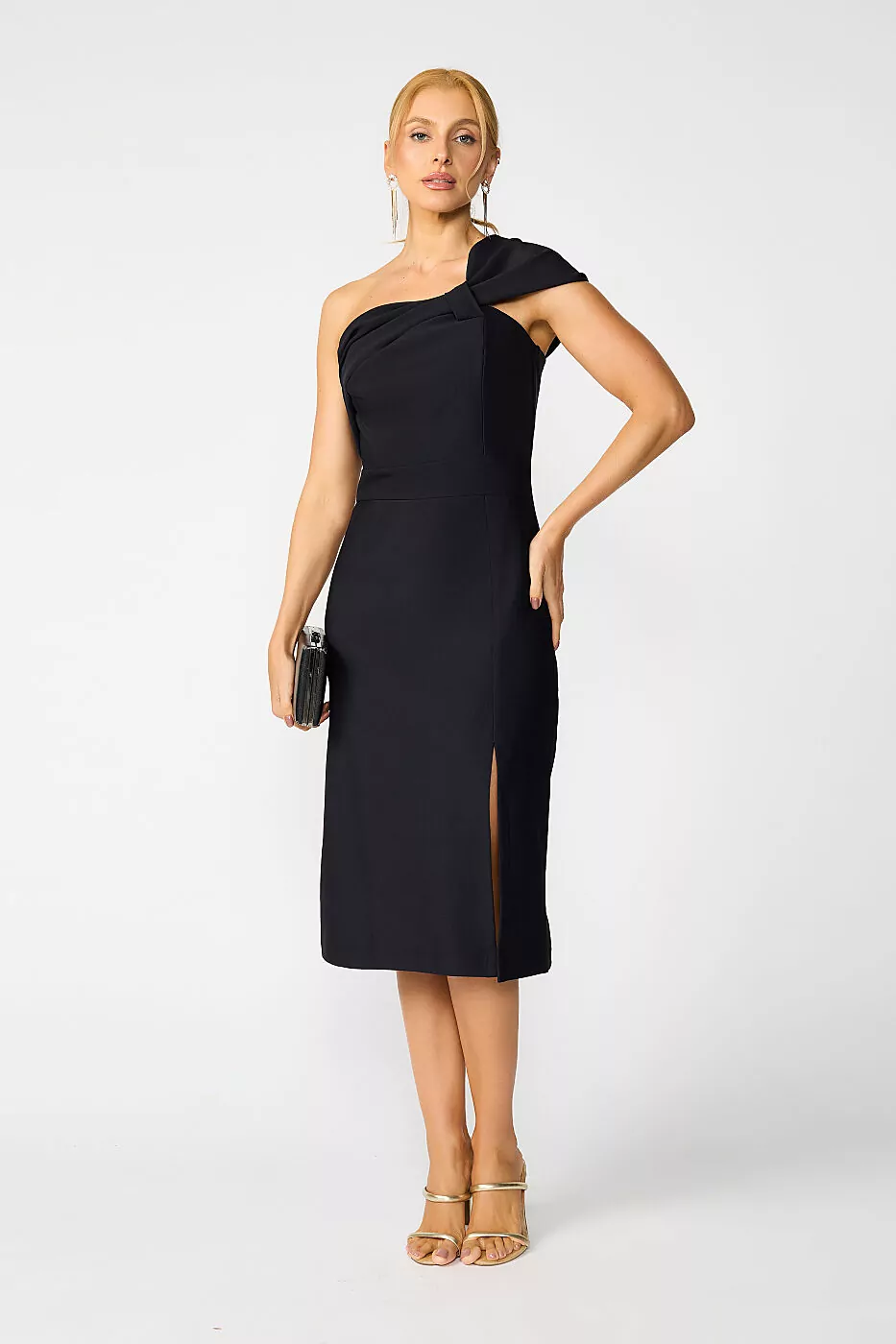 Vestido Midi de Um Ombro Só com Laço Estruturado Mila - FIN225 - Imagem 7