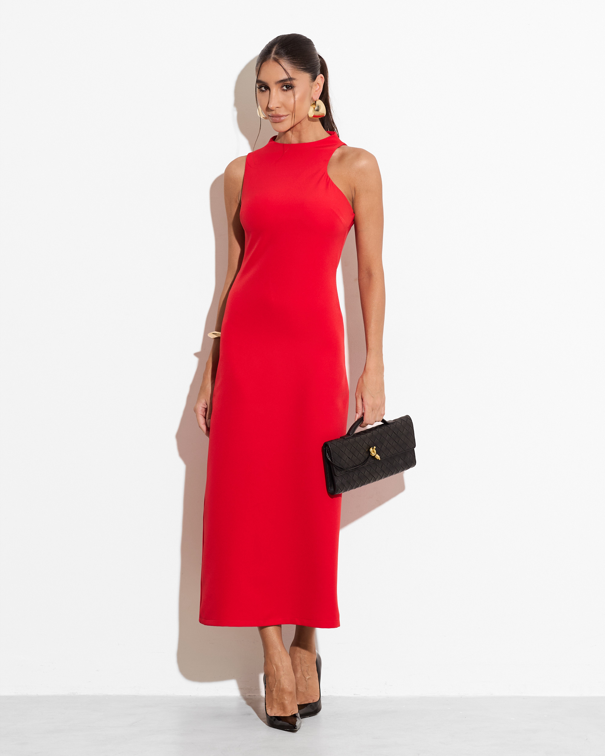 Vestido Midi em Alfaiataria Lisa Serenna